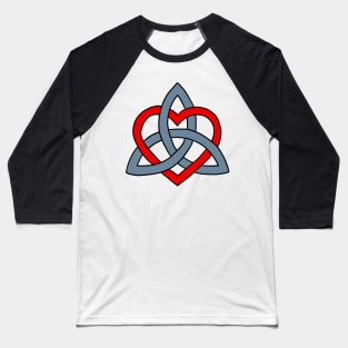 Celtic Heart Knot (red and grey) Baseball T-Shirt